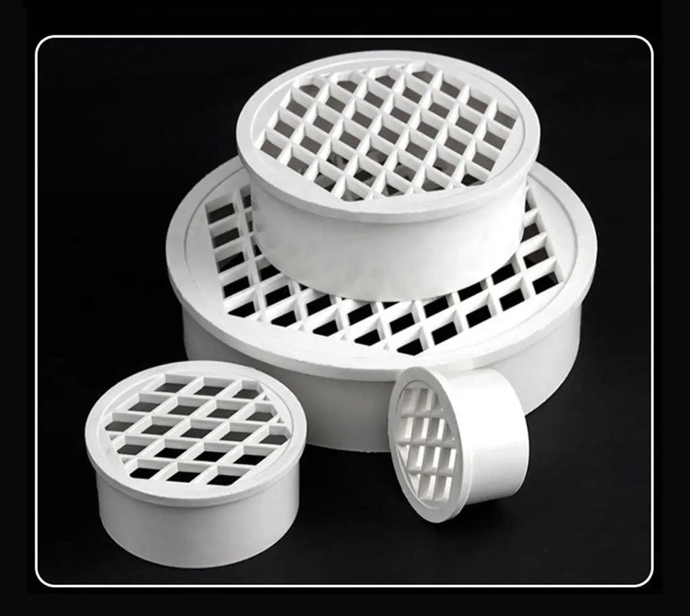 POND / AQUARIUM PIPE END DRAINS WITH GRID 50, 75, 110, 160mm