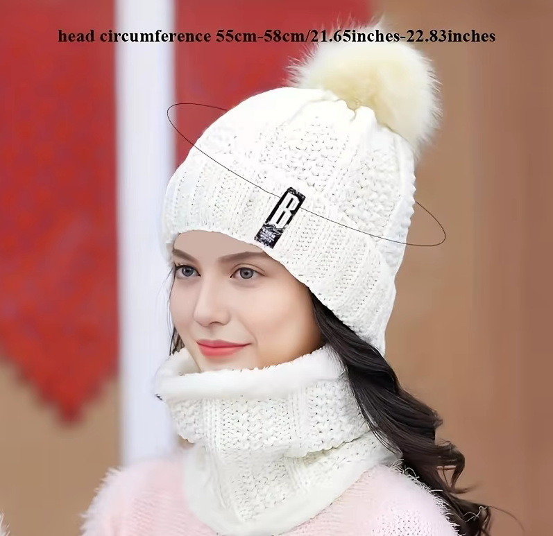 WOMENS KNITTED NECK SCALF & HAT SET