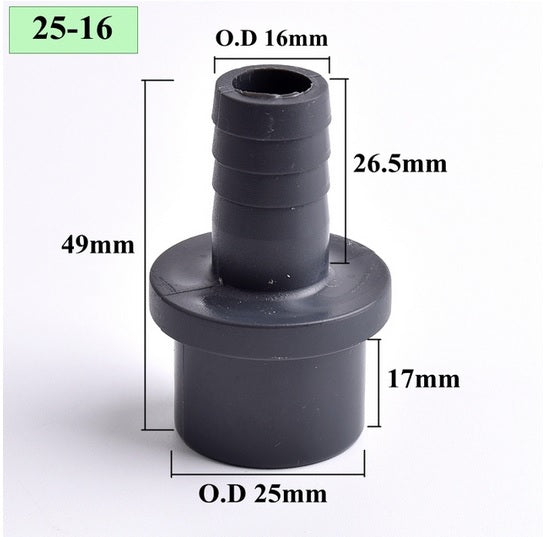 AQUARIUM POND FLEXIBLE HOSE TO SOLVENT WELD PIPE PVC FITTING 8 10 12 20 25 32mm