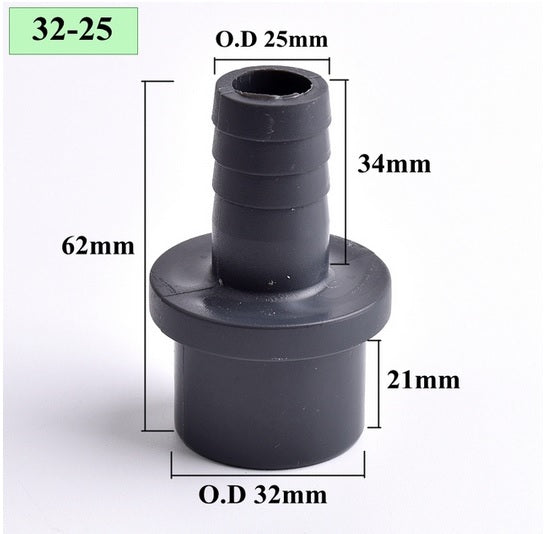 AQUARIUM POND FLEXIBLE HOSE TO SOLVENT WELD PIPE PVC FITTING 8 10 12 20 25 32mm