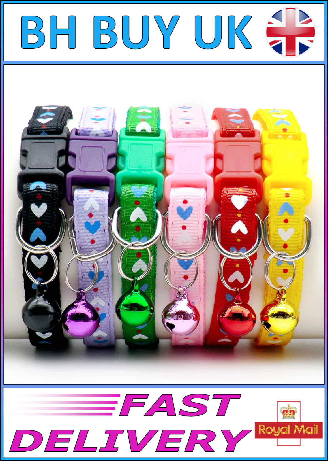 CAT / KITTEN LOVE HEART COLLAR SAFETY COLLAR