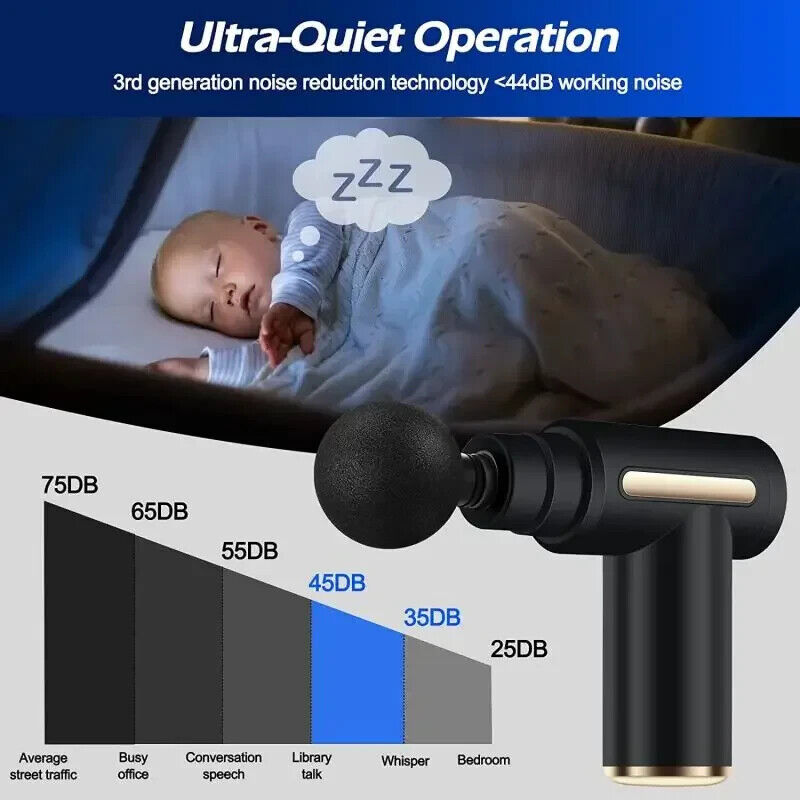 PORTABLE MASSAGE GUN WITH 4 INTERCHANGABLE HEADS