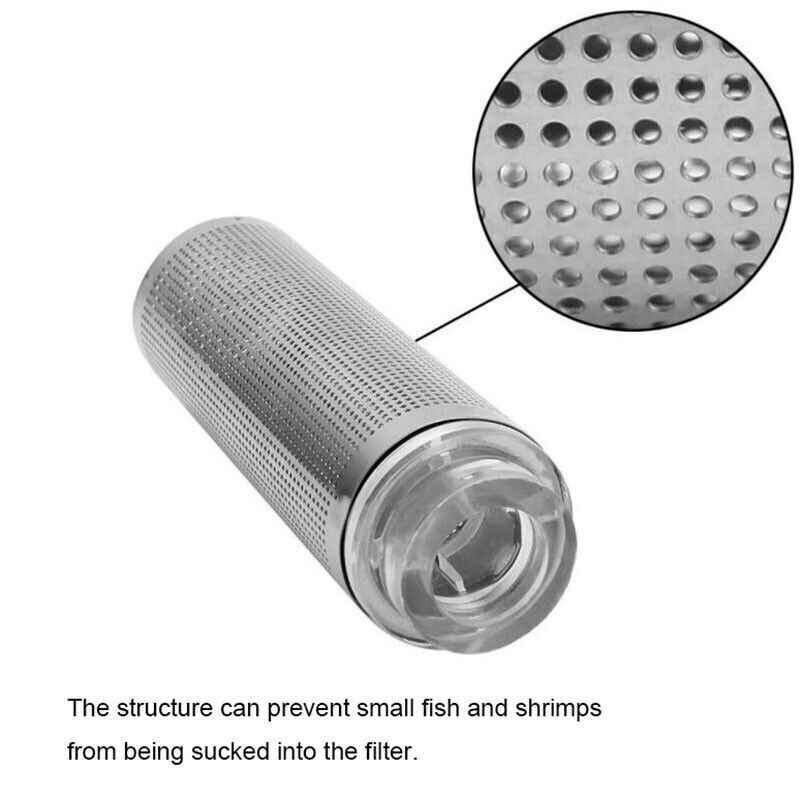 AQUARIUM INLET STRAINER STAINLESS STEEL & ACRYLIC FOR 12mm OR 16mm PIPE