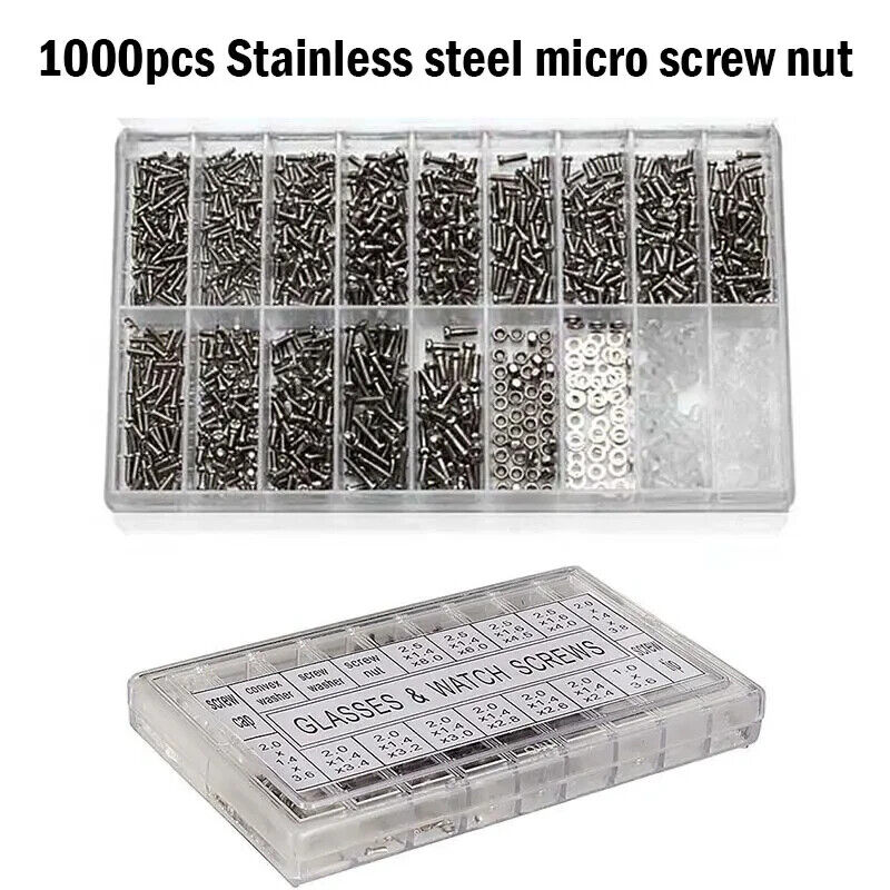 1000 x MICRO SCREWS & NUTS, GLASSES TOOL KIT