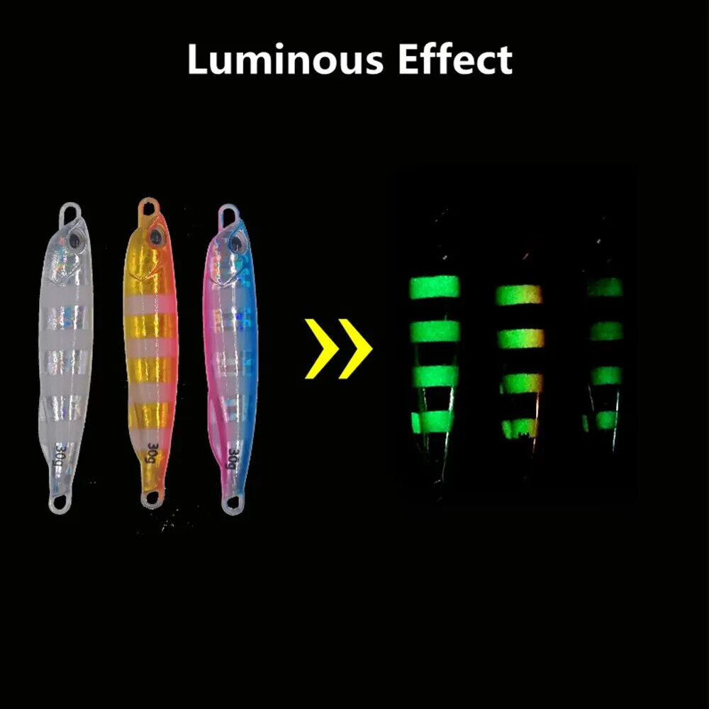 4 x METAL FISHING LURES SET JIGS 20g 30g 40g 60g LURE JIG SPOON SEA BASS