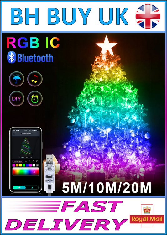 LED SMART BLUETOOTH STRING LIGHTS REMOTE CONTROL FAIRY LIGHTS RGBIC CHRISTMAS