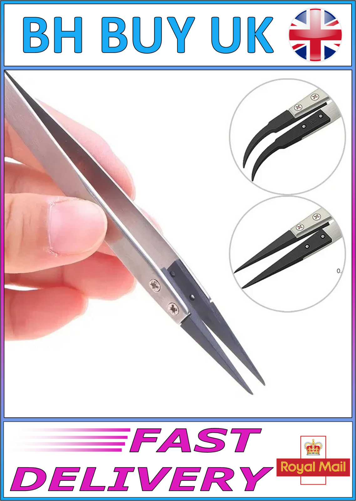 ANTISTATIC SOFT TOUCH TWEEZERS STRAIGHT OR CURVED TIPS