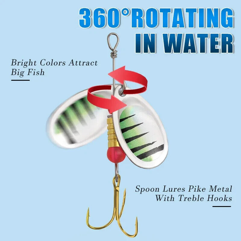 10 x SPINNER FISHING LURES SET IN CASE