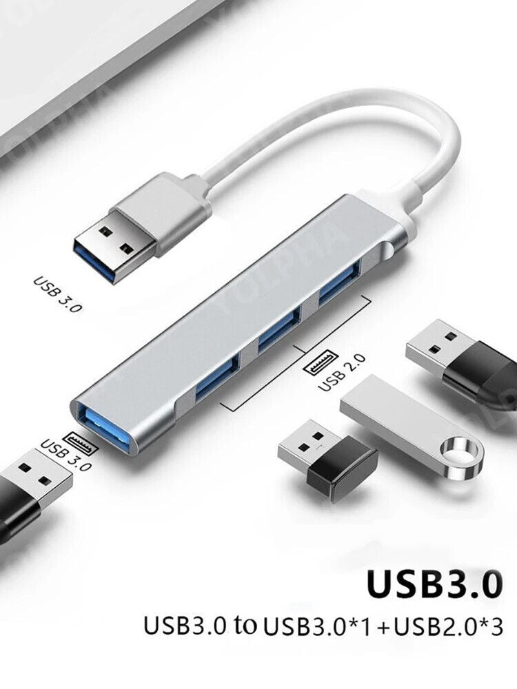 4 PORT USB 3.0 HUB, HIGH SPEED, TYPE C, 2.0 PORTS 5GBPS, PC SPLITTER