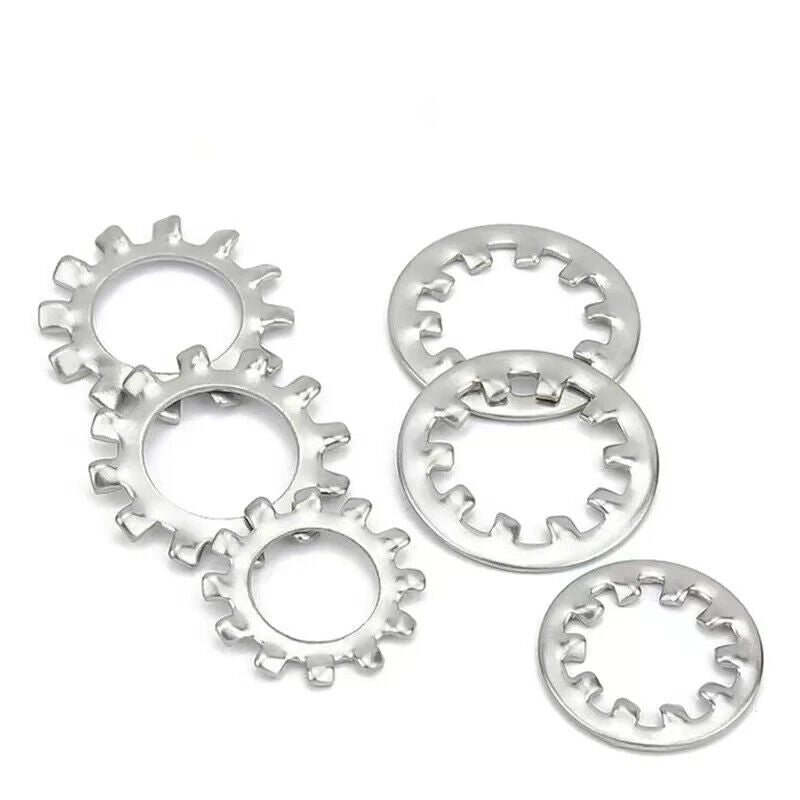 500 x TOOTHED SERRATED LOCK WASHER SET, M3 M4 M5 M8 M7 M8 STAINLESS STEEL