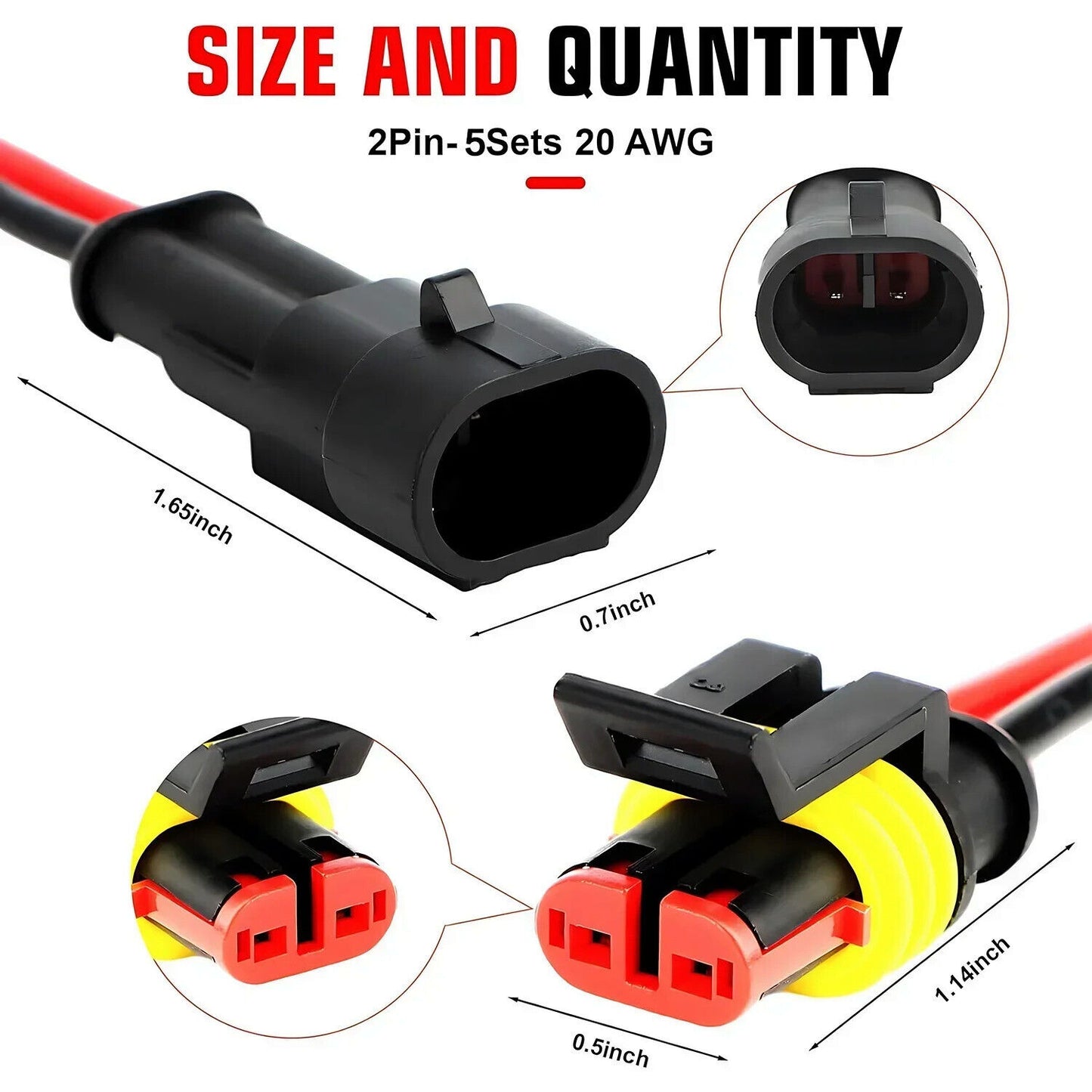 5 PAIRS WATERPROOF 2 PIN WIRE CONNECTORS