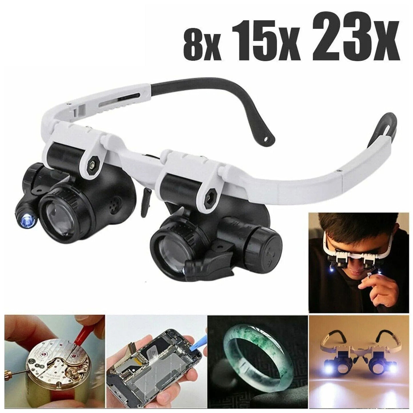 LED MAGNIFIER GLASSES, 8 15 23 x ZOOM