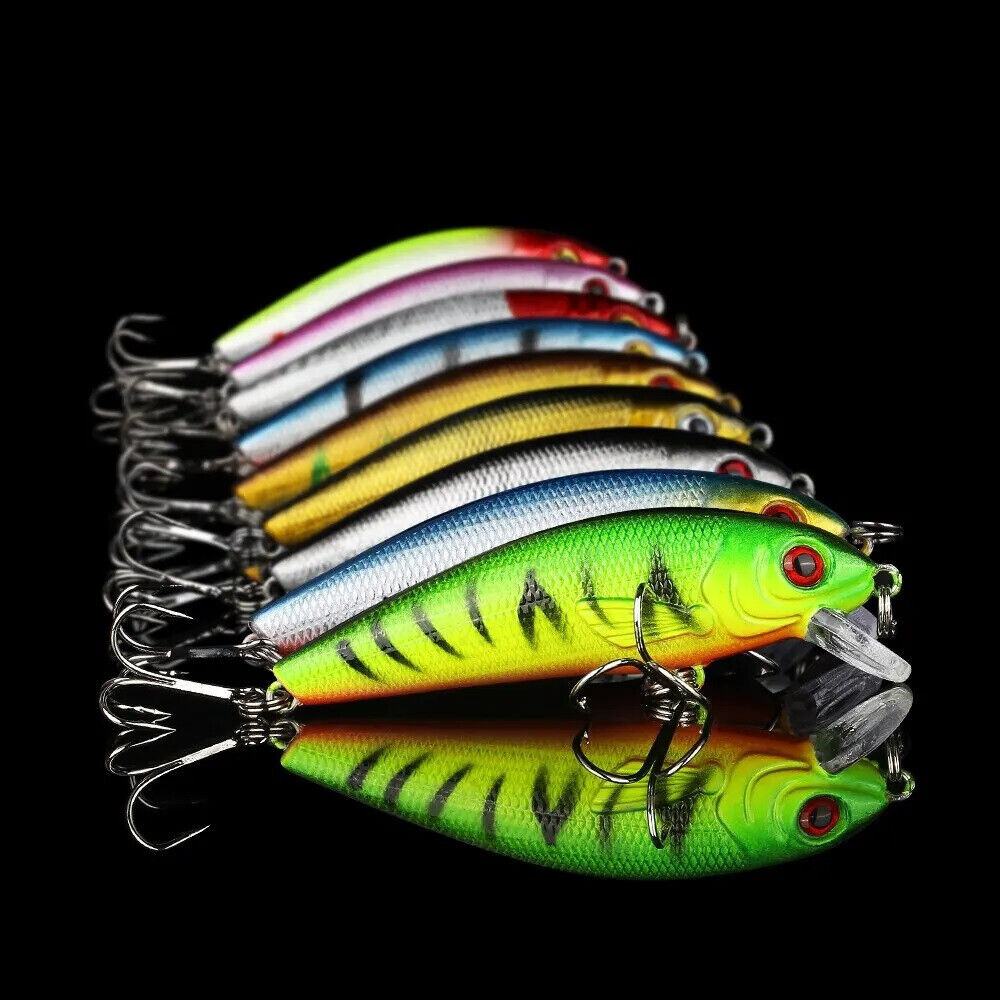 10 x METAL WINTER FISHING LIPLESS LURES SET 7.5cm 9g, HOOKS