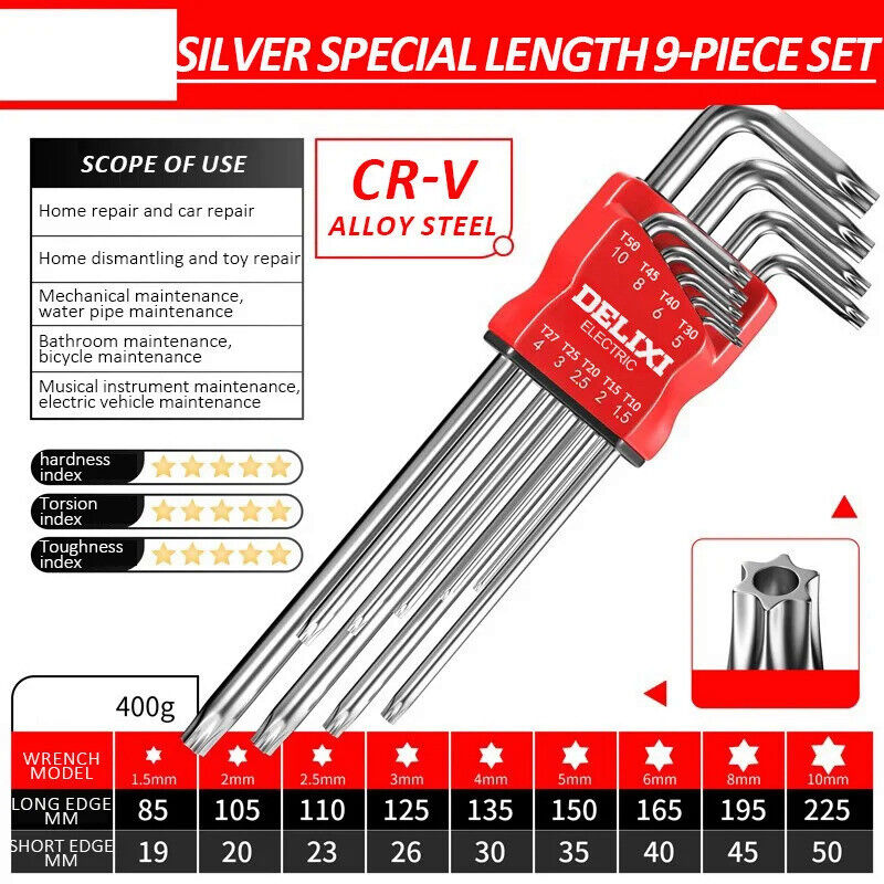 TORX KEY SET EXTENDED LENGTH SET IN HOLDER