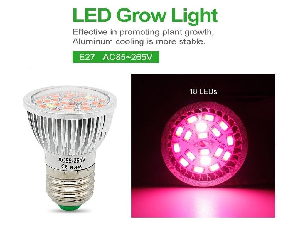 GROW LIGHT BULB 18 LEDS, RED & BLUE, E27