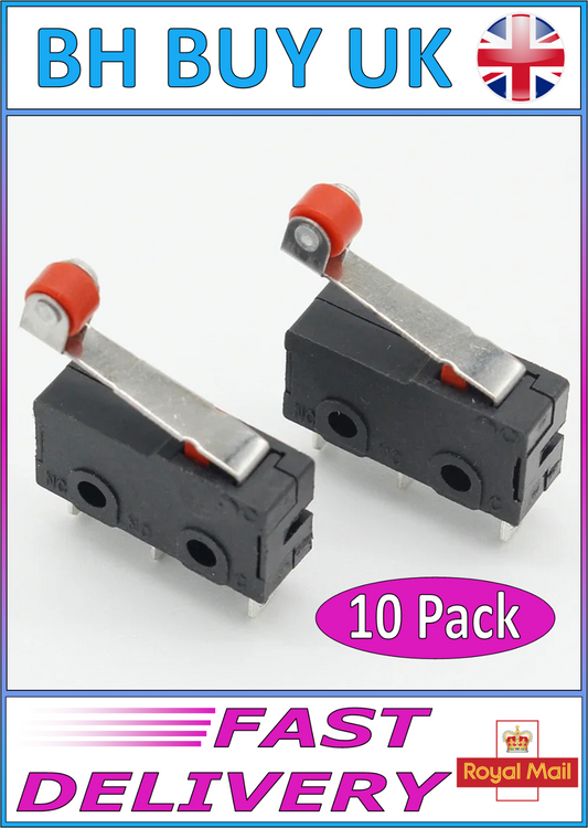 10 x MINI MICRO LIMIT SWITCH ROLLER LEVER ARM SPDT SNAP ACTION