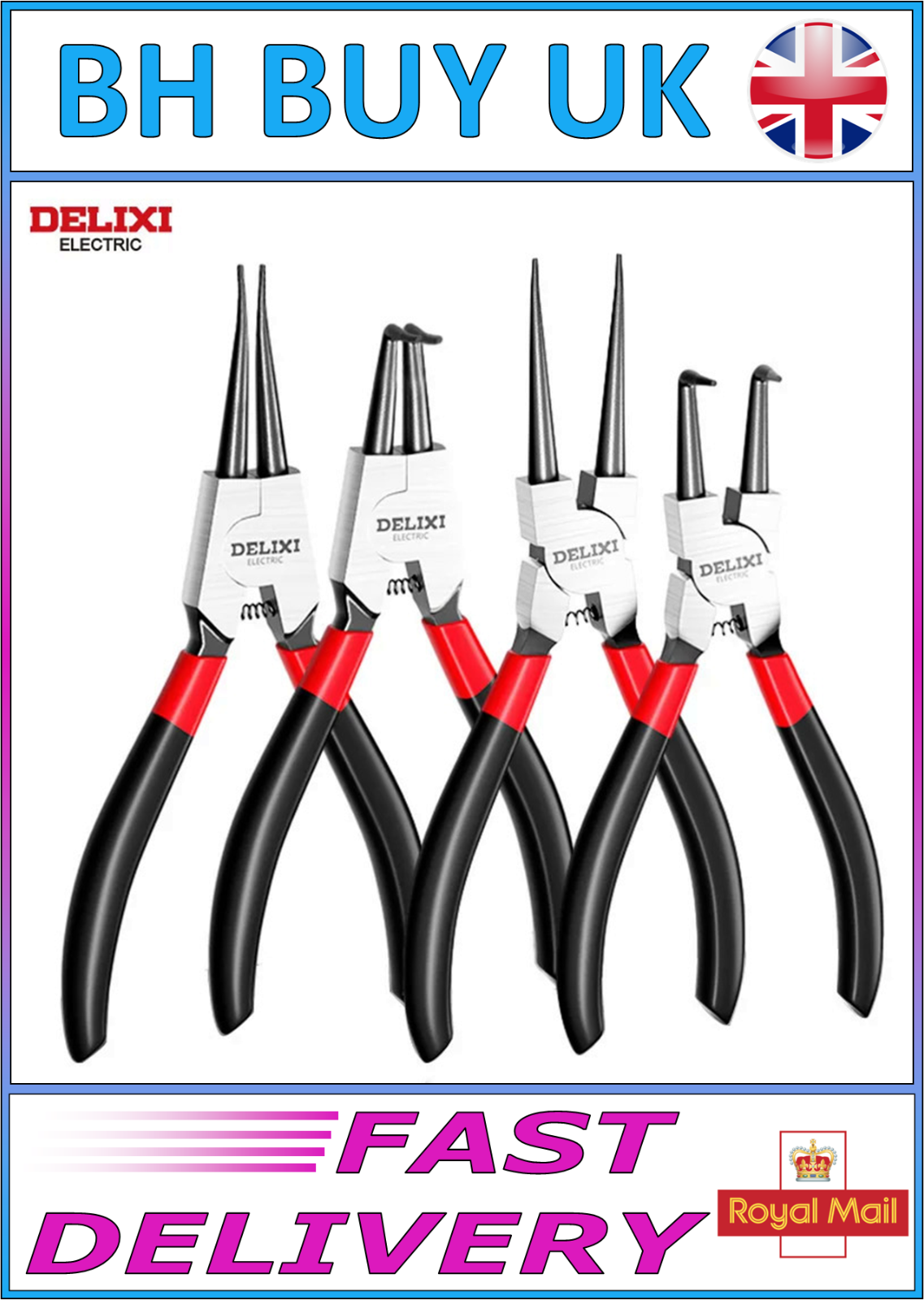 5" INCH CIRCLIP PLIERS, NEEDLE NOSE, RETAINING RING STRAIGHT CURVED END ACUPOINT