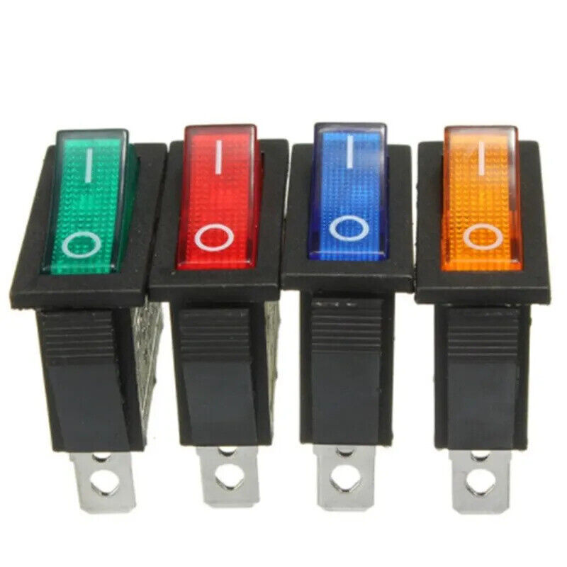 8 x AC 250V/15A ILLUMINATED LED ON/OFF SPST 3 PIN 2 POSSITION ROCKER SWITCH