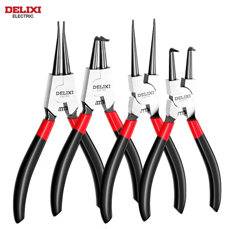 5" INCH CIRCLIP PLIERS, NEEDLE NOSE, RETAINING RING STRAIGHT CURVED END ACUPOINT