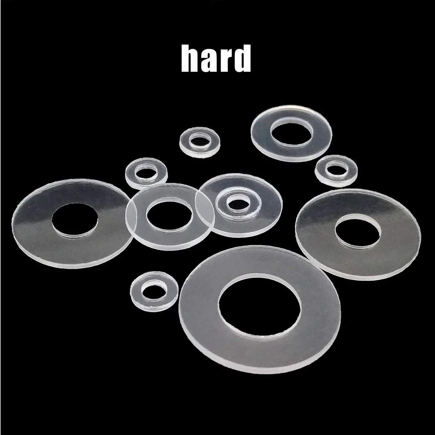 415 x HARD FLAT PLASTIC TRANSPARENT WASHER SEALING GASKETS M2 - M12 CLEAR SPACER