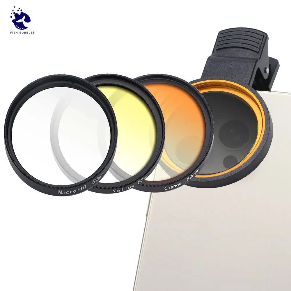 AQUARIUM CLIP ON CAMERA LENSES 52mm IN CASE