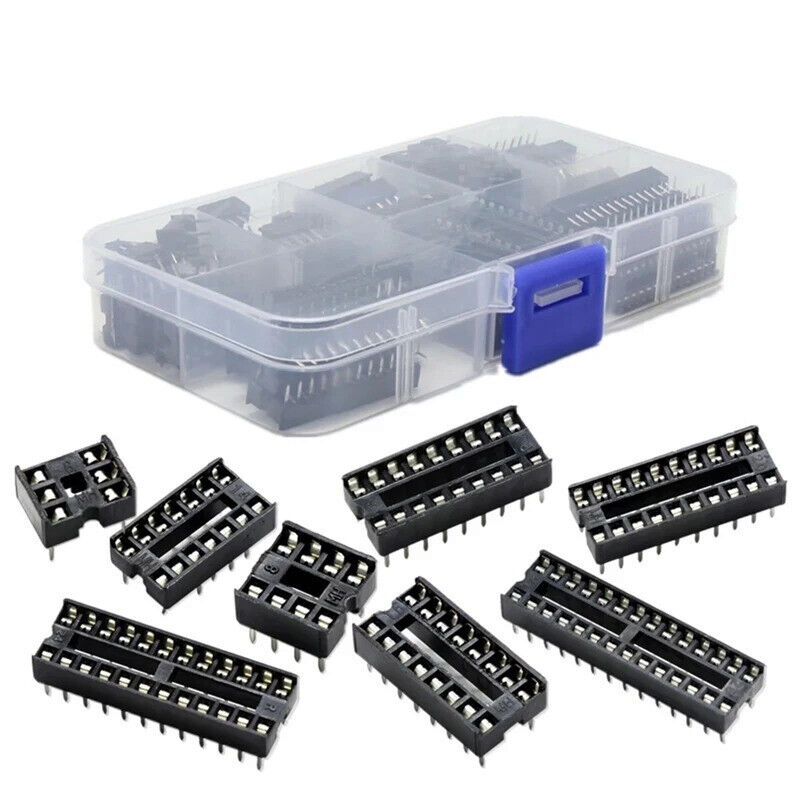 66 x DIP IC SOCKETS ADAPTOR SOLDER TYPE KIT, 6 8 14 16 18 20 24 28 PIN CONNECTOR