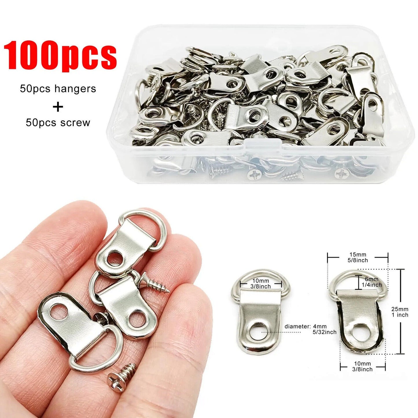 100 x PICTURE FRAMING HOOKS & SCREWS