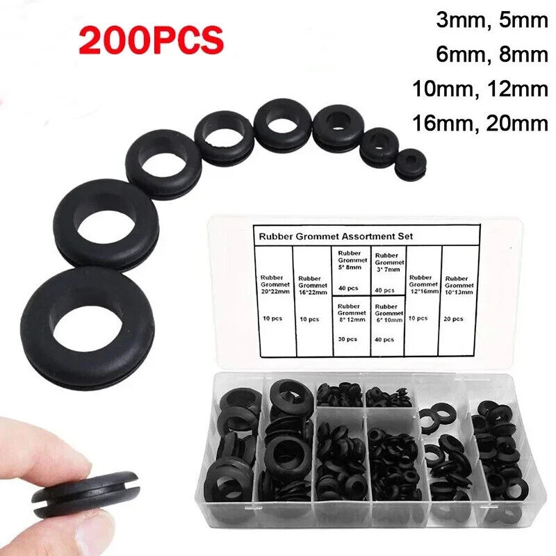 200 x RUBBER GROMMET SET, HOMEBREW, AIR LOCK, 3 5 6 8 10 12 16 20mm