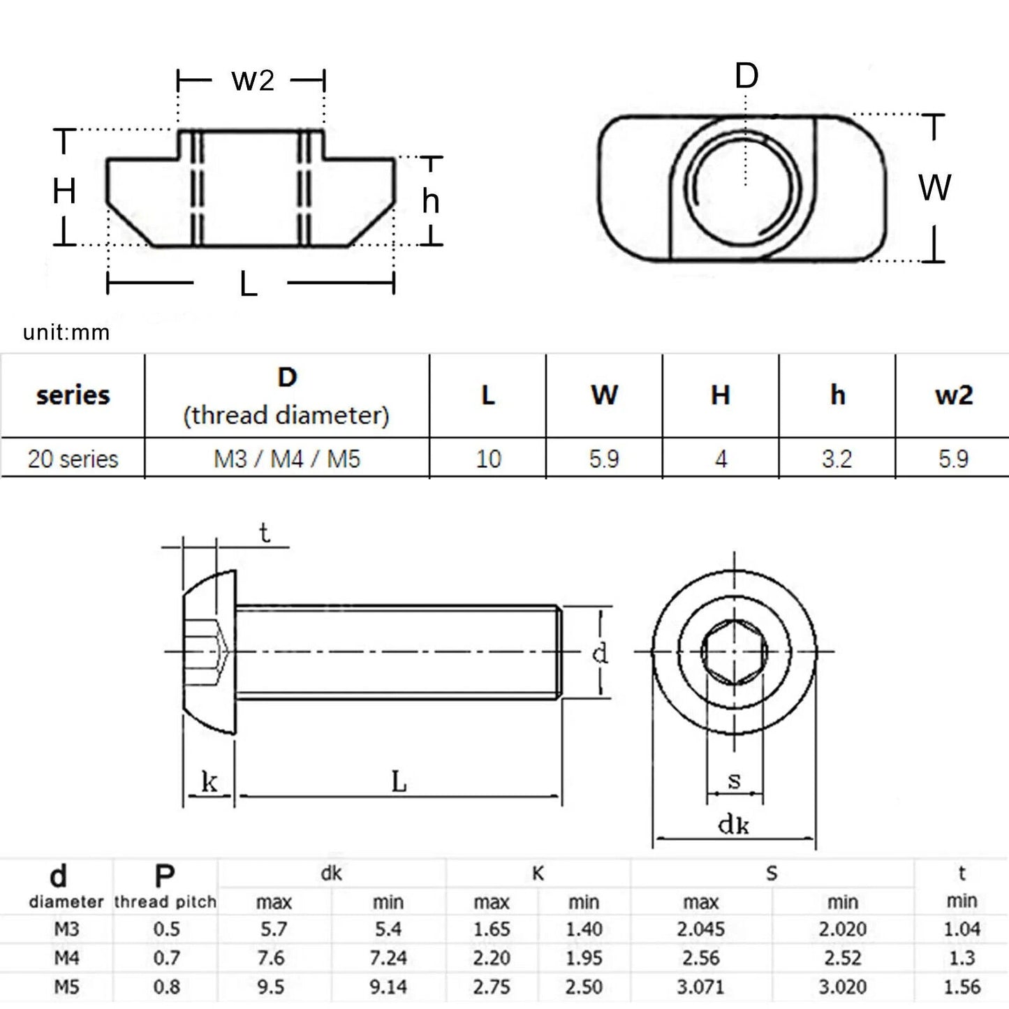 120 x T SHAPED SLIDING NUTS & SCREWS, M3 M4 M5 KIT SET, ALUMINIUM EXTRUSION SLOT