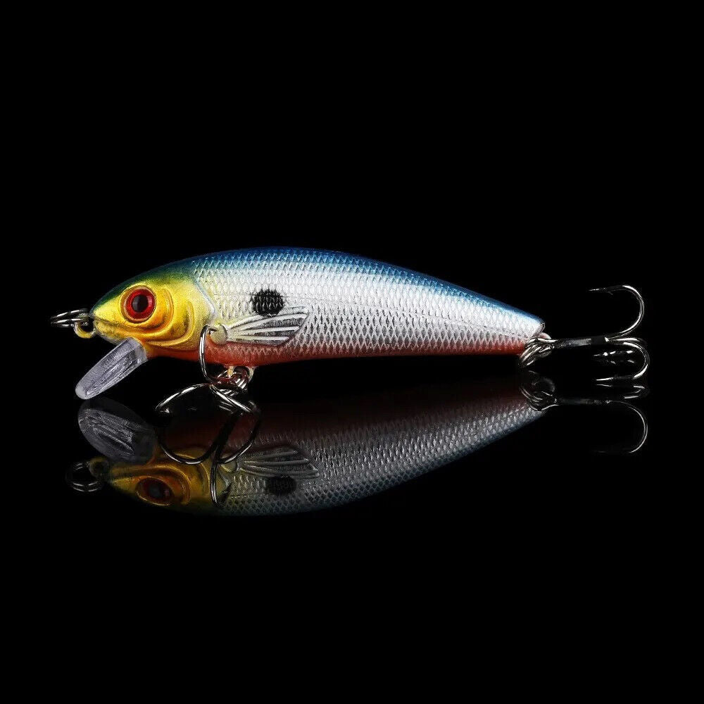 10 x METAL WINTER FISHING LIPLESS LURES SET 7.5cm 9g, HOOKS