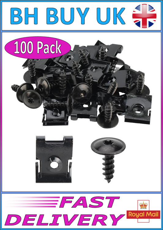 100 PACK U SHAPED CLIP BASE AND SCREW