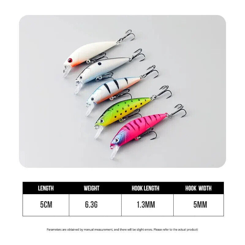 5 x FISHING LURES SET 5cm 6.3g MINNOW BAIT