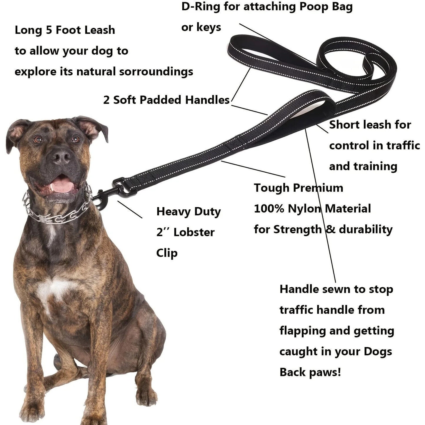 150cm STRONG DOUBLE HANDLE DOG LEAD