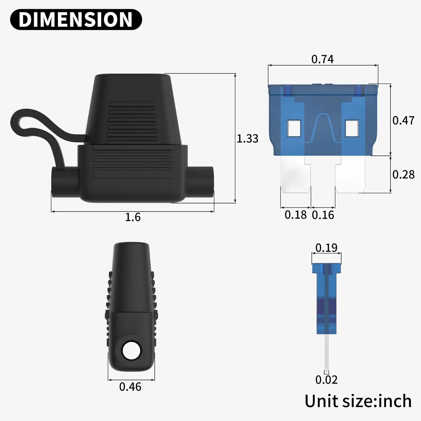 5 PACK INLINE SPADE FUSE HOLDERS 15AMP FUSES