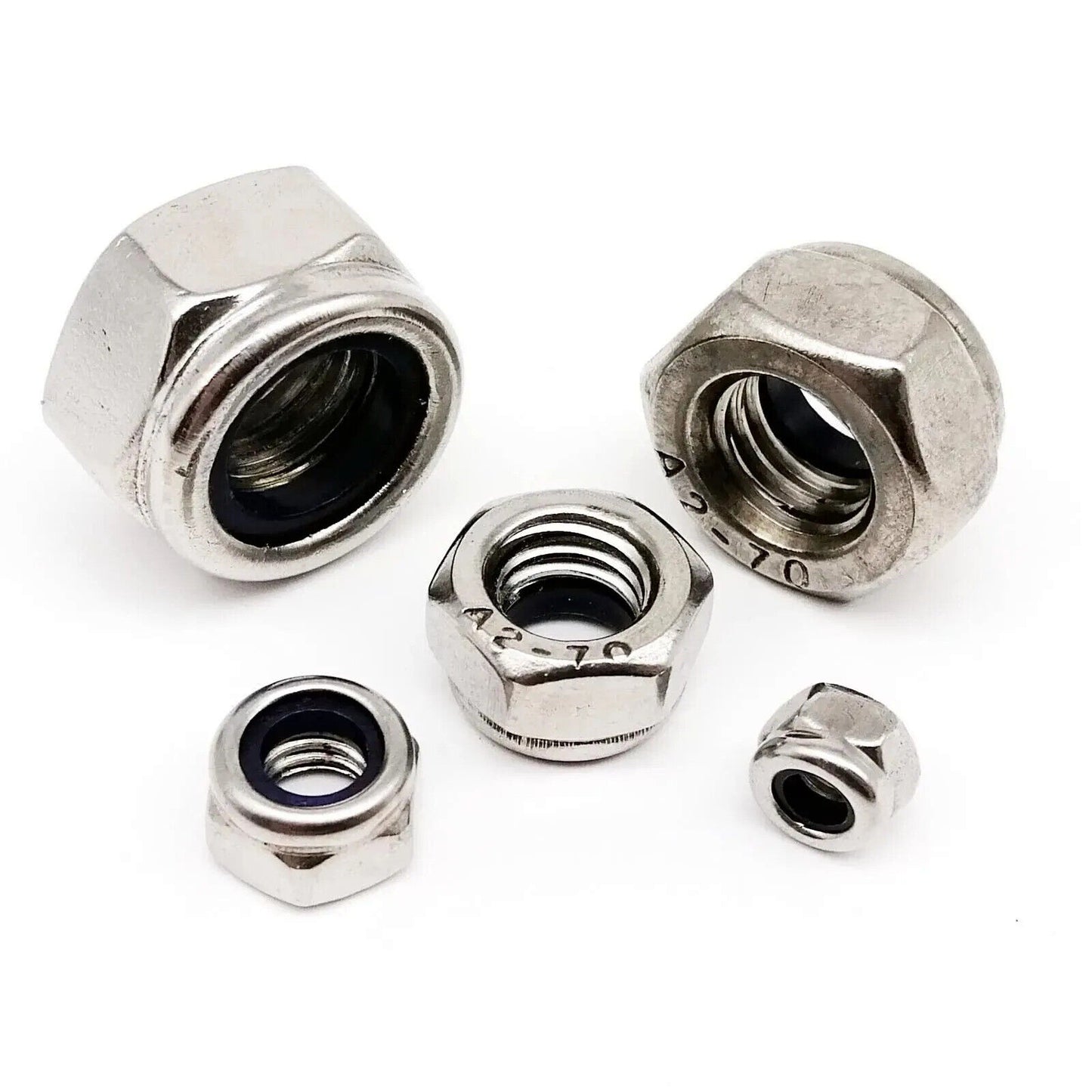 200 x STAINLESS STEEL SELF LOCKING NYLON NUT SET, M2 M2.5 M3 M4 M5 M6 M8