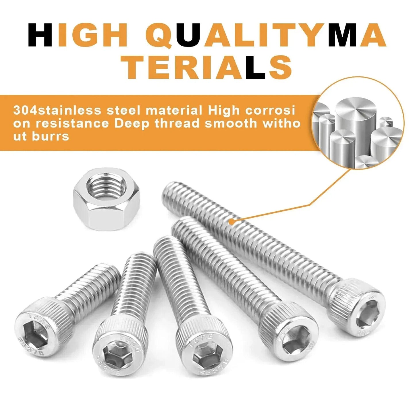 150 x STAINLESS STEEL HEX HEAD SCREWS & NUTS SET M3 SIZE, MIXED BOX