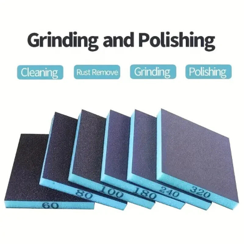 6 x SANDING SPONGES, COARSE MEDIUM FINE GRIT SAND BLOCK