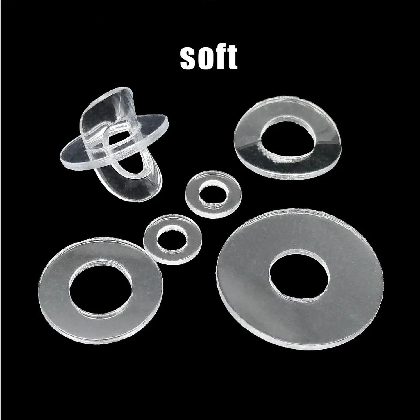 415 x SOFT FLAT PLASTIC TRANSPARENT WASHER SEALING GASKETS M2 - M12 CLEAR SPACER