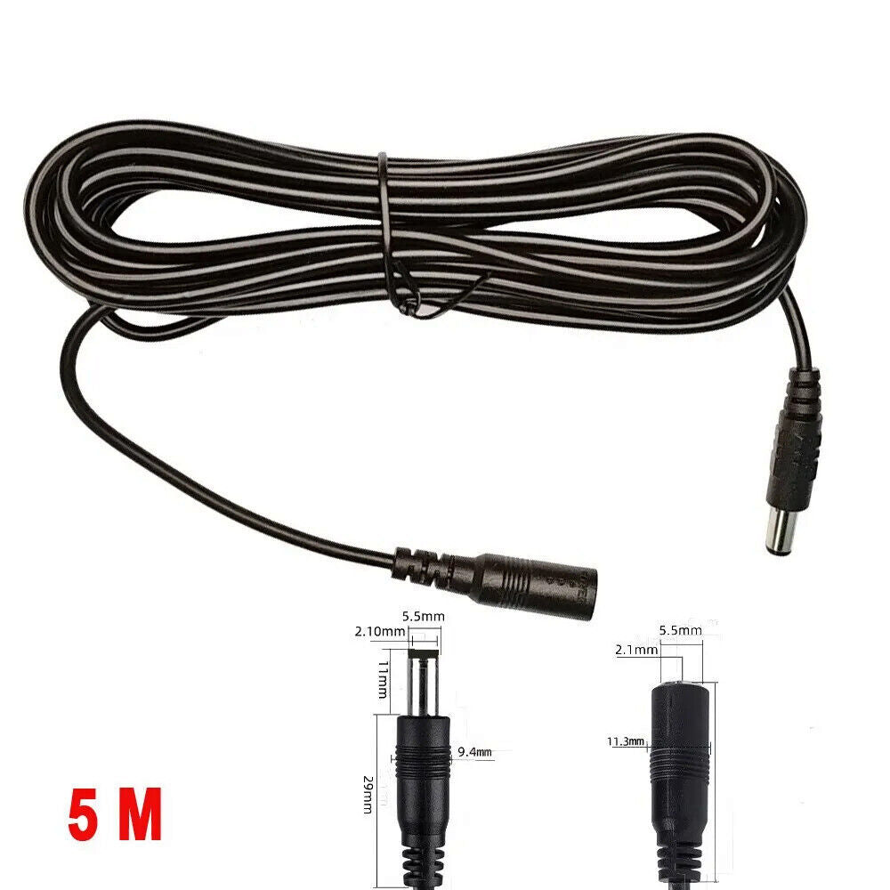 DC 12V 5.5mm x 2.1mm POWER EXTENSION CABLE 5m 10m