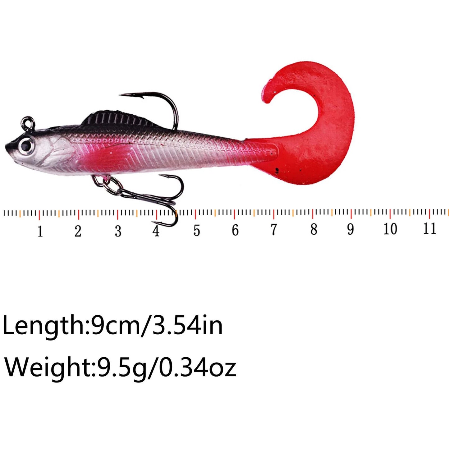 6 x SOFT WOBBLER FISHING LURES SET 9cm