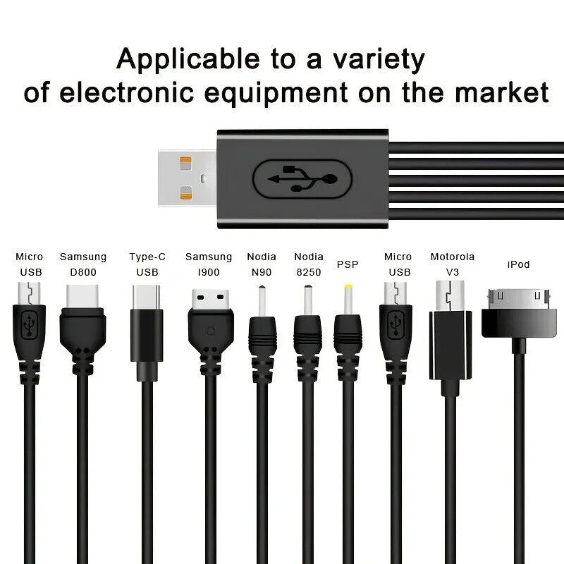 UNIVERSAL USB TO MULTI ADAPTOR, PHONE CHARGER 10 IN 1 CABLE