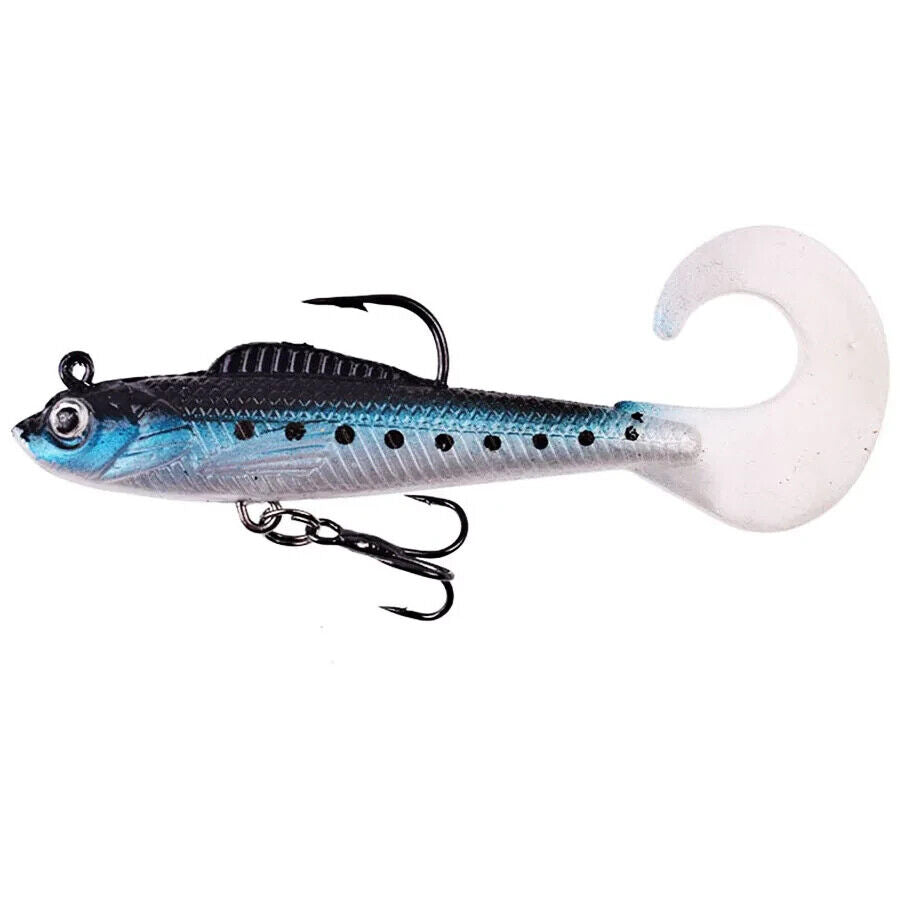 6 x SOFT WOBBLER FISHING LURES SET 9cm