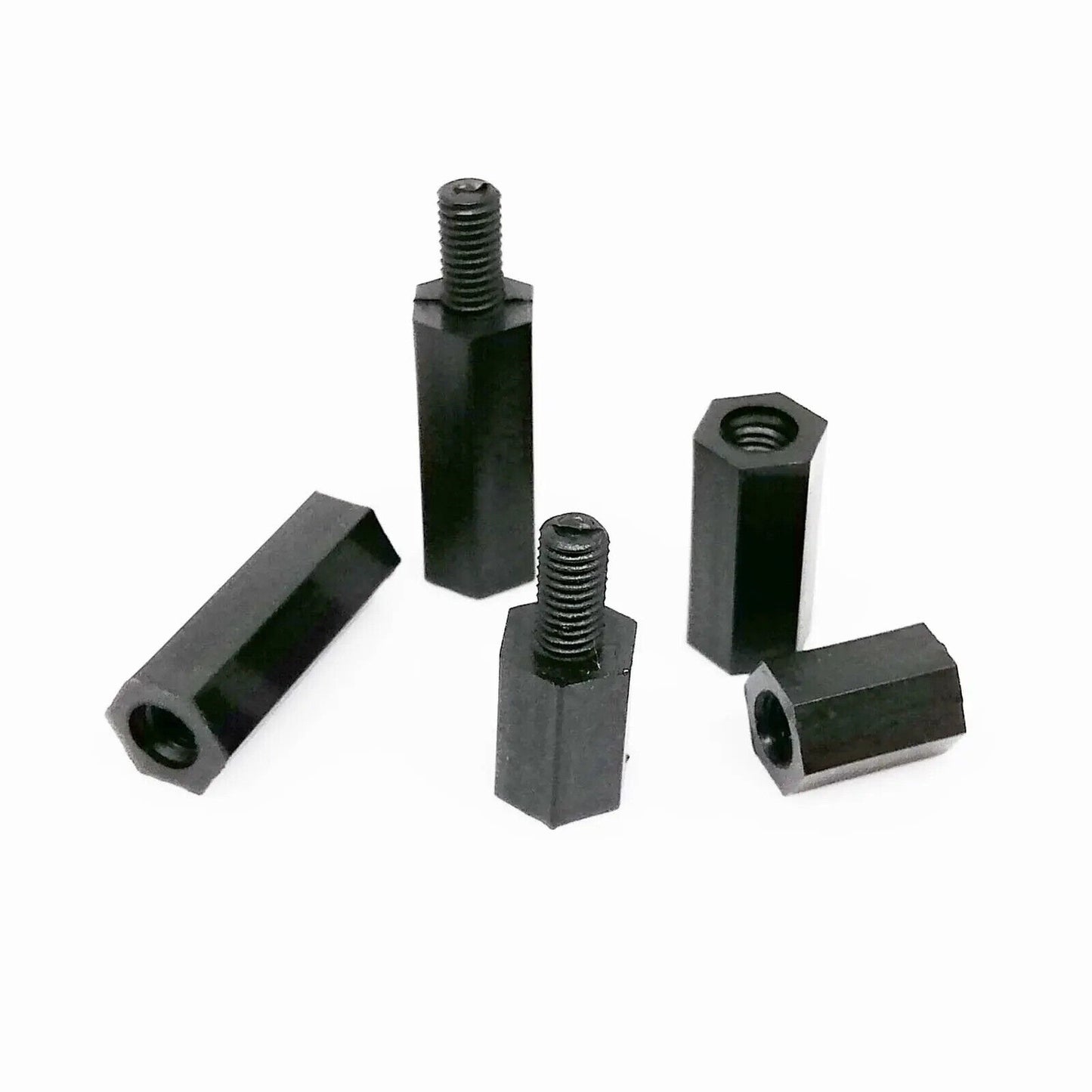 250 x BLACK NYLON INSULATED HEX STANDOFF PILLAR SPACER SCREW NUT SET MIX SIZE