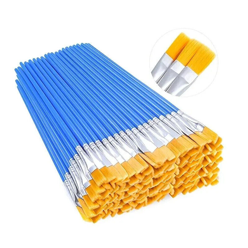 10 x NYLON FLAT PAINT BRUSH SET