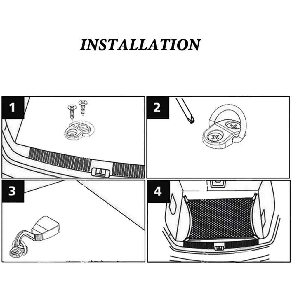 4 x CAR TIE DOWN ANCHOR POINTS, CARGO NET