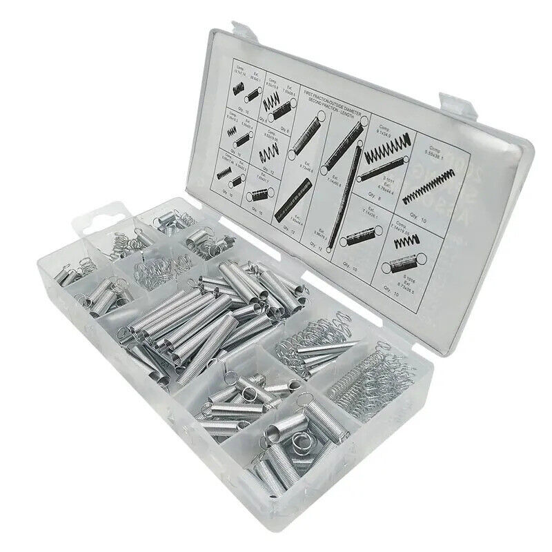 200 x TENSION & COMPRESSION SPRINGS ASSORTMENT 20 SIZES, SPRING, ALLOY EXTENSION