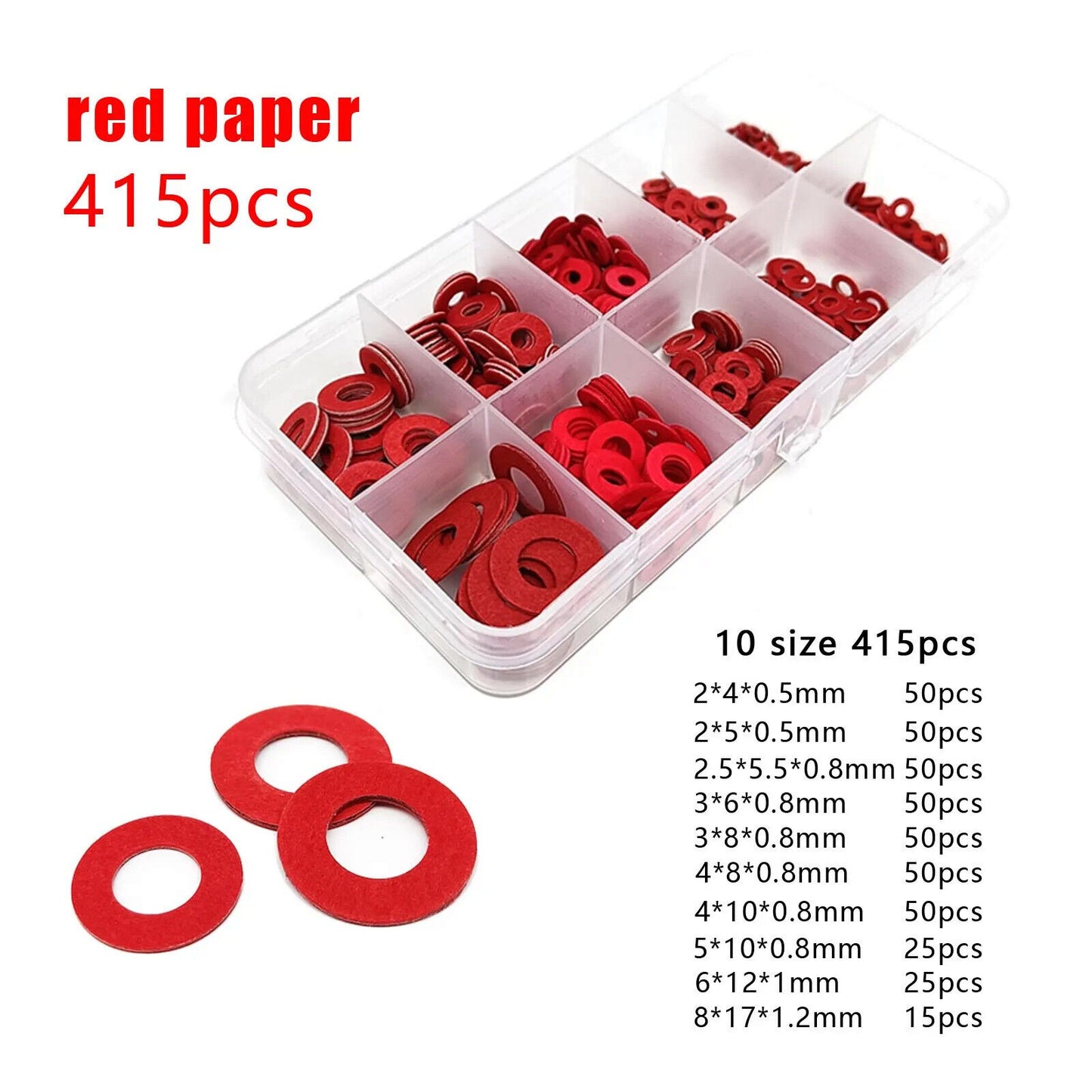 415 x RED FIBRE WASHER SET