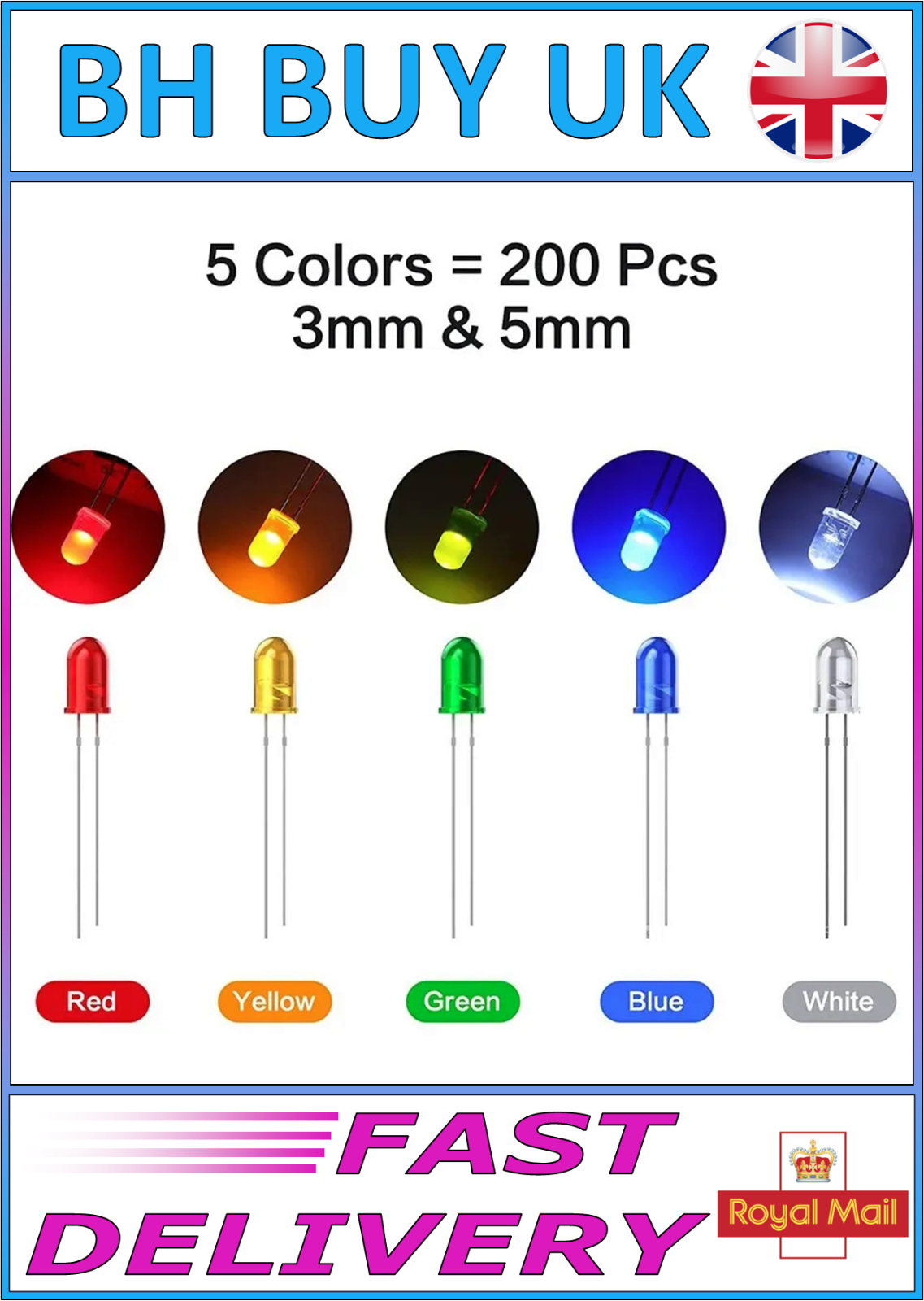 200 x 3mm & 5mm LED DIODE