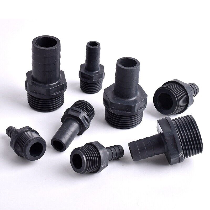 AQUARIUM POND FLEXIBLE HOSE TO 1/2 3/4 MALE BSP PIPE PVC FITTING 8 10 12 14 16mm