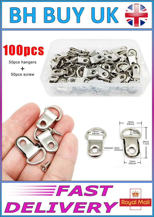 100 x PICTURE FRAMING HOOKS & SCREWS